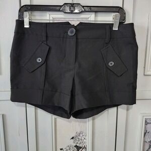 Grass Collection‎ Black Cuffed Button Pocket Shorts Women's Size S Polyester Y2K